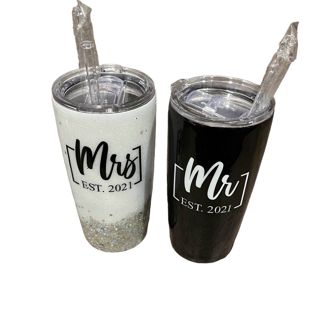 His and her tumblers, brand new,  never used (Est. 2021)